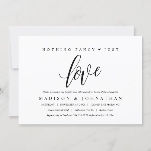 Nothing Fancy Just Love Happily Ever After Brunch Invitation