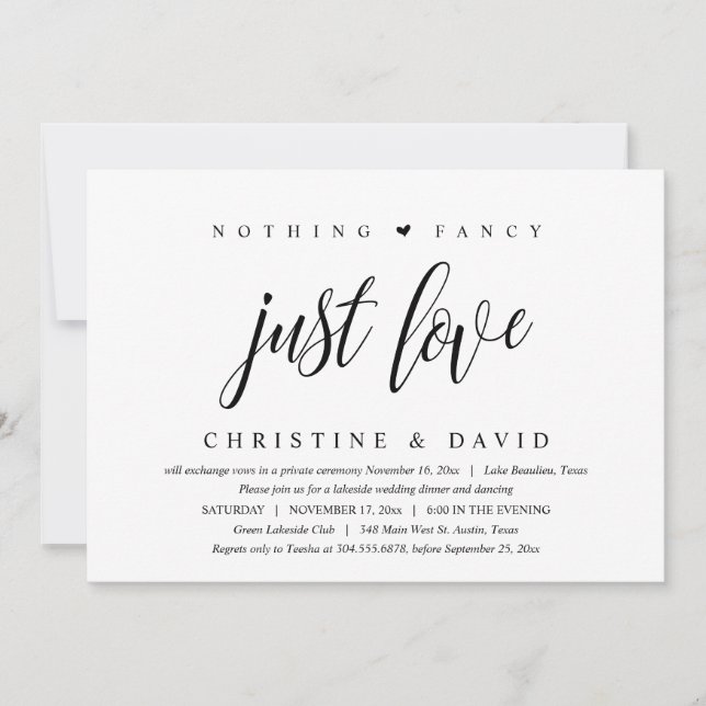 Nothing Fancy, Just Love, Happily Ever After Party Invitation (Front)