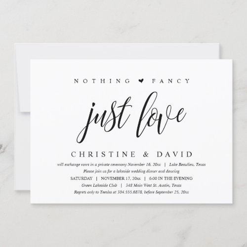Nothing Fancy Just Love Happily Ever After Party Invitation