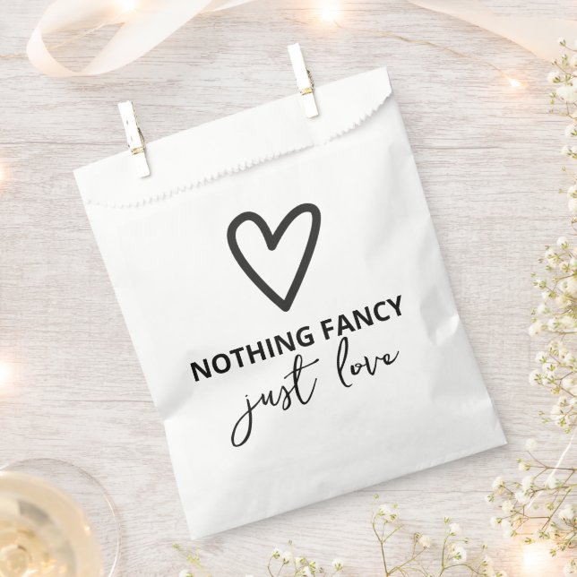 Nothing Fancy Just Love Heart Pattern Wedding Favor Bag (Clipped)