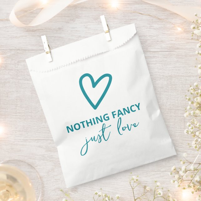 Nothing Fancy Just Love Heart Retro Wedding Favor Bag (Clipped)