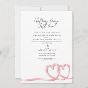 Nothing Fancy Just Love Hearts Ribbon Wedding Invitation