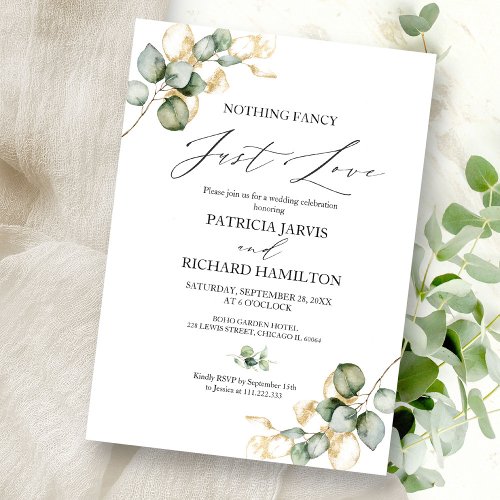 Nothing Fancy Just Love Intimate Wedding Invitation