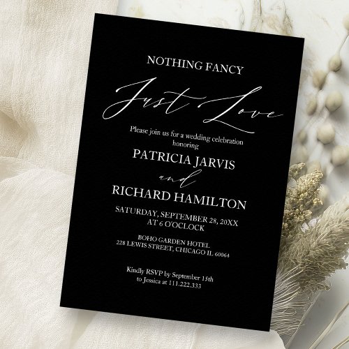 Nothing Fancy Just Love Intimate Wedding Invitation