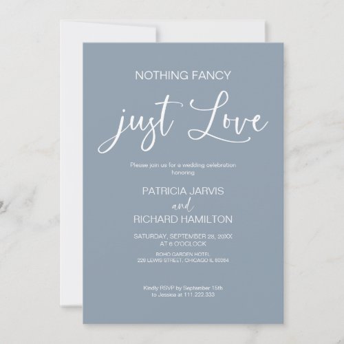 Nothing Fancy Just Love Intimate Wedding Invitation