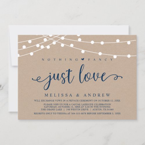 Nothing Fancy Just Love Kraft Wedding Elopement  Invitation