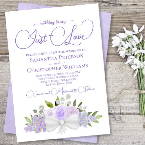Nothing Fancy Just Love Lavender Floral Wedding Invitation