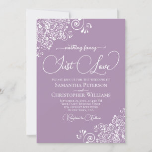 Nothing Fancy Just Love Lavender Purple Wedding Invitation