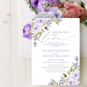 Nothing Fancy Just Love Lilac Lavender Wedding Invitation