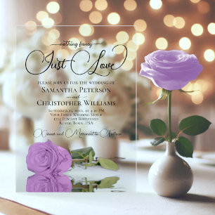 Nothing Fancy Just Love Lilac Purple Rose Wedding Acrylic Invitations