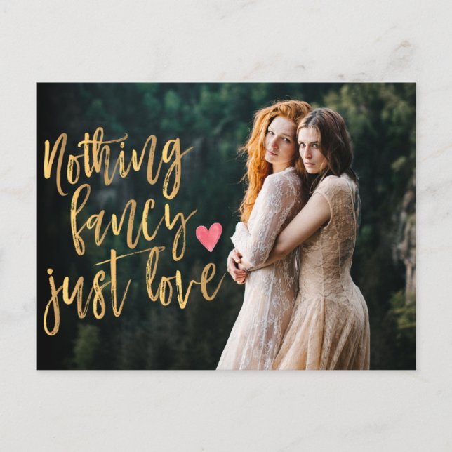 Nothing Fancy Just Love | Micro Wedding Photo Postcard (Front)