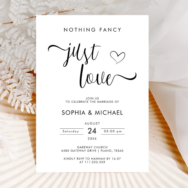 Nothing Fancy Just Love Minimal Wedding Reception Invitation (Creator Uploaded)