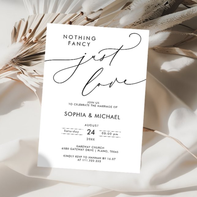 Nothing Fancy Just Love Minimal Wedding Reception Invitation (Creator Uploaded)