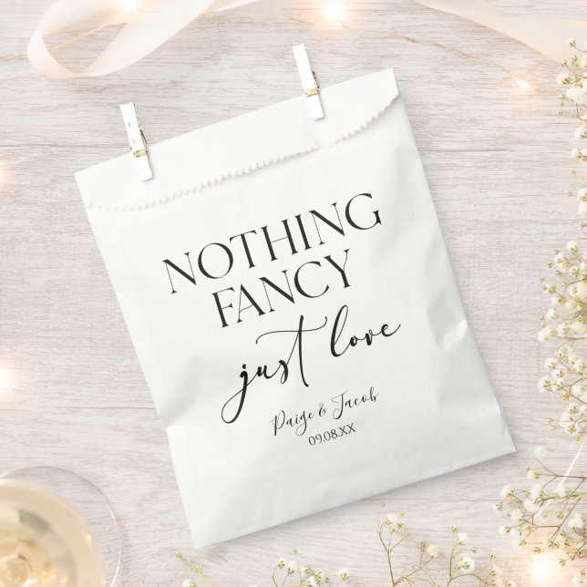Nothing Fancy Just Love Minimalist Casual Wedding Favor Bag (Clipped)