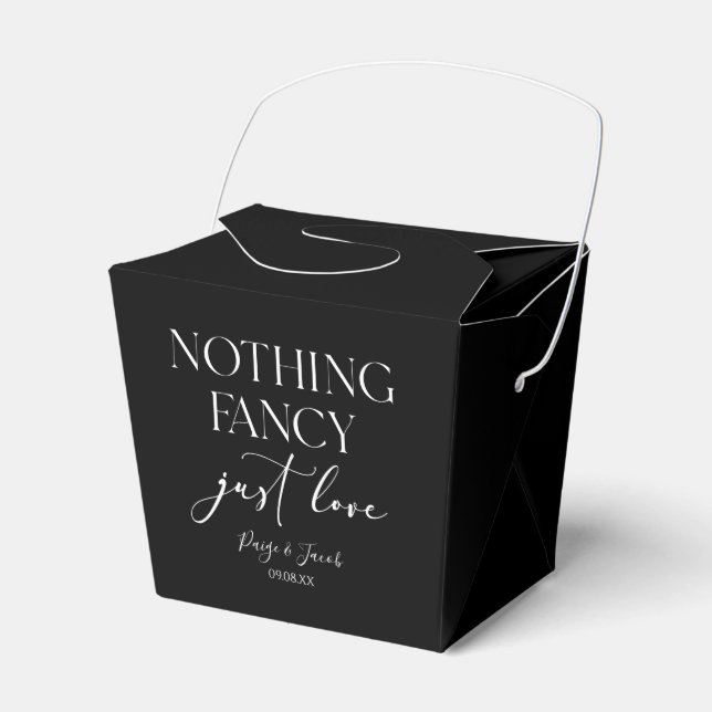 Nothing Fancy Just Love Minimalist Casual Wedding Favor Boxes (Front Side)