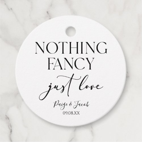 Nothing Fancy Just Love Minimalist Casual Wedding Favor Tags