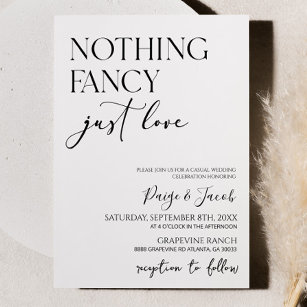Nothing Fancy Just Love Minimalist Casual Wedding Invitation