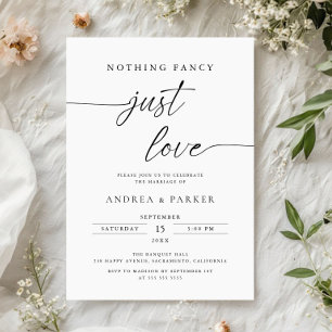 Nothing Fancy Just Love, Minimalist Casual Wedding Invitation
