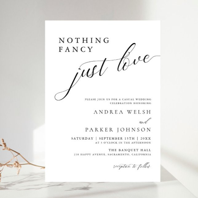 Nothing Fancy Just Love Minimalist Casual Wedding Invitation (Creator Uploaded)