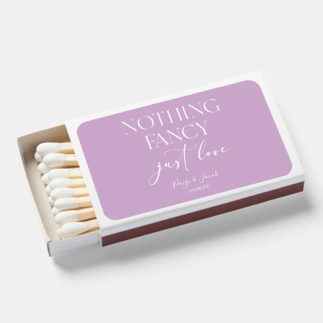 Nothing Fancy Just Love Minimalist Casual Wedding Matchboxes (Front Open)