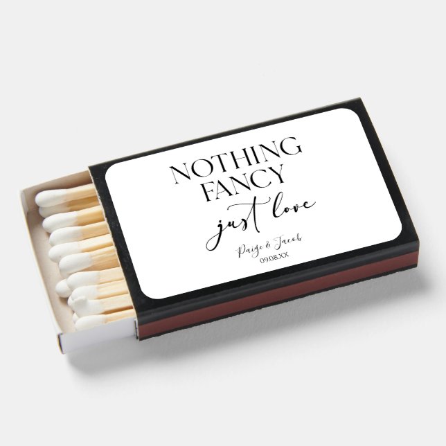 Nothing Fancy Just Love Minimalist Casual Wedding Matchboxes (Front Open)