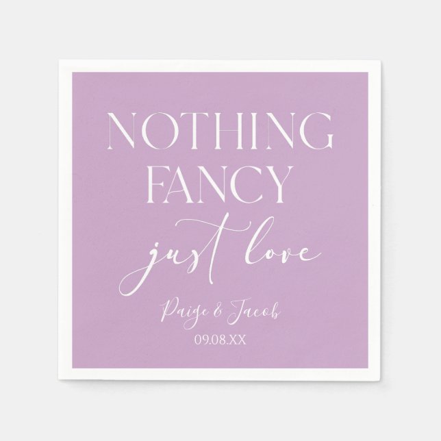 Nothing Fancy Just Love Minimalist Casual Wedding Napkins (Front)