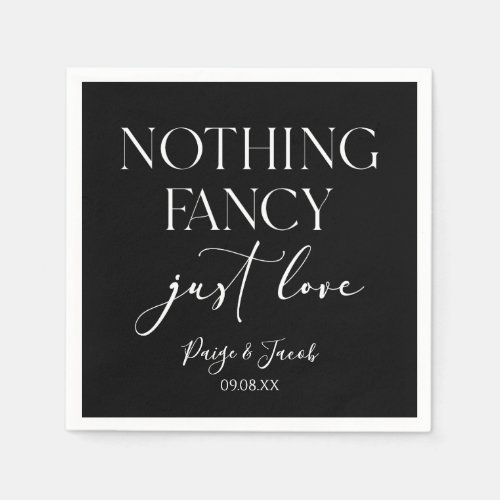 Nothing Fancy Just Love Minimalist Casual Wedding Napkins