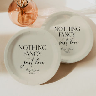 Nothing Fancy Just Love Minimalist Casual Wedding Paper Plates
