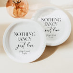 Nothing Fancy Just Love Minimalist Casual Wedding Paper Plates<br><div class="desc">This is a Nothing Fancy Just Love Minimalist Casual Wedding Paper Plates!</div>