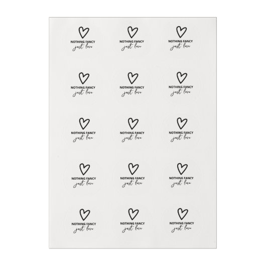Nothing Fancy Just Love Minimalist Wedding Edible Frosting Rounds (Sheet)