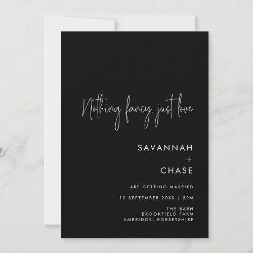Nothing Fancy Just Love Minimalist Wedding Invitation