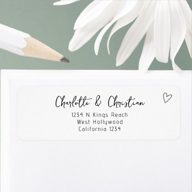 Nothing Fancy Just Love Minimalist Wedding Label (Nothing Fancy Just Love Minimalist Wedding Labels from Ricaso with sage green heart detail)
