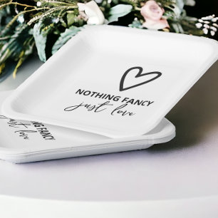 Nothing Fancy Just Love Minimalist Wedding Paper Plates