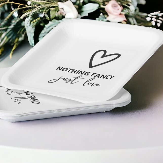 Nothing Fancy Just Love Minimalist Wedding Paper Plates (Nothing Fancy Just Love Minimalist Wedding Paper Plates from Ricaso. Reception decor & accessories)