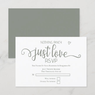 Nothing Fancy Just Love Minimalist Wedding RSVP Card