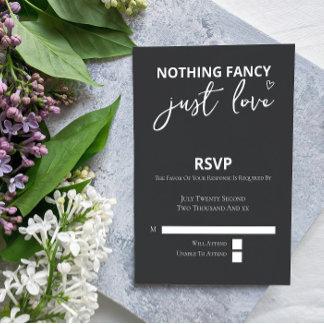 Nothing Fancy Just Love Minimalist Wedding RSVP Card