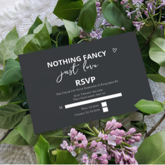 Nothing Fancy Just Love Minimalist Wedding RSVP Card