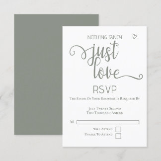 Nothing Fancy Just Love Minimalist Wedding RSVP Card