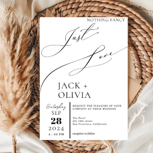 Nothing Fancy Just Love modern calligraphy wedding Invitation