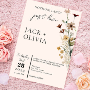 Nothing Fancy Just Love modern cute flower wedding Invitation