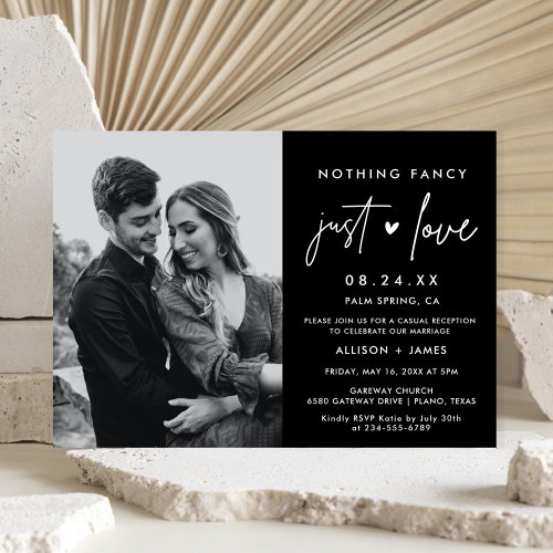 Nothing Fancy Just Love Modern Elopement Photo Invitation