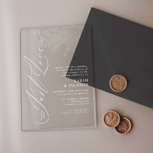 Nothing Fancy Just Love, Modern Minimalist Wedding Acrylic Invitations