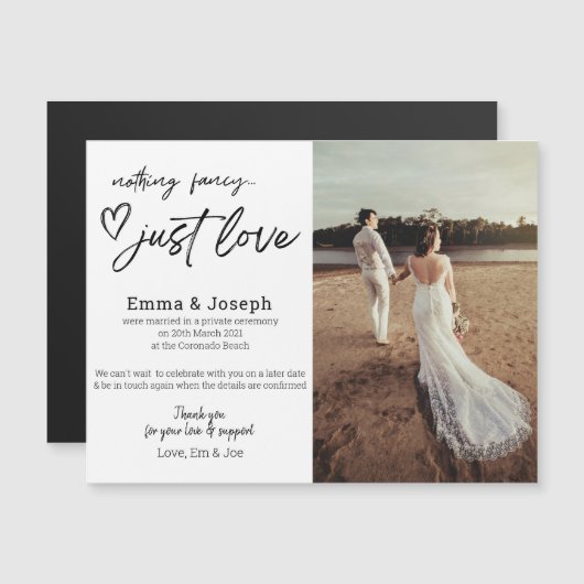 "Nothing fancy just love", Modern Photo Magnet (Front/Back)