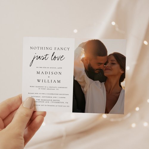 Nothing Fancy Just Love Modern Photo Wedding Invitation