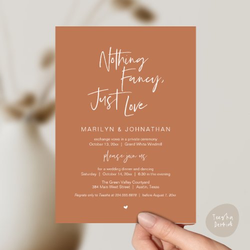 Nothing Fancy Just Love, Modern Reception Dinner  Invitation