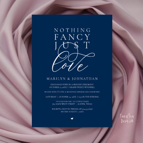 Nothing Fancy Just Love, Modern Reception Dinner Invitation