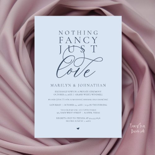 Nothing Fancy Just Love, Modern Reception Dinner Invitation