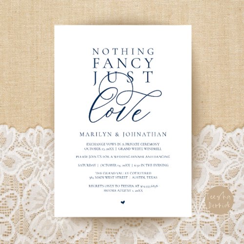 Nothing Fancy Just Love, Modern Reception Dinner Invitation