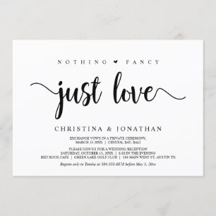 Nothing Fancy, Just Love, Modern Rustic, Elopement Invitation