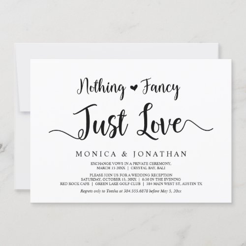 Nothing Fancy Just Love Modern Rustic Elopement Invitation